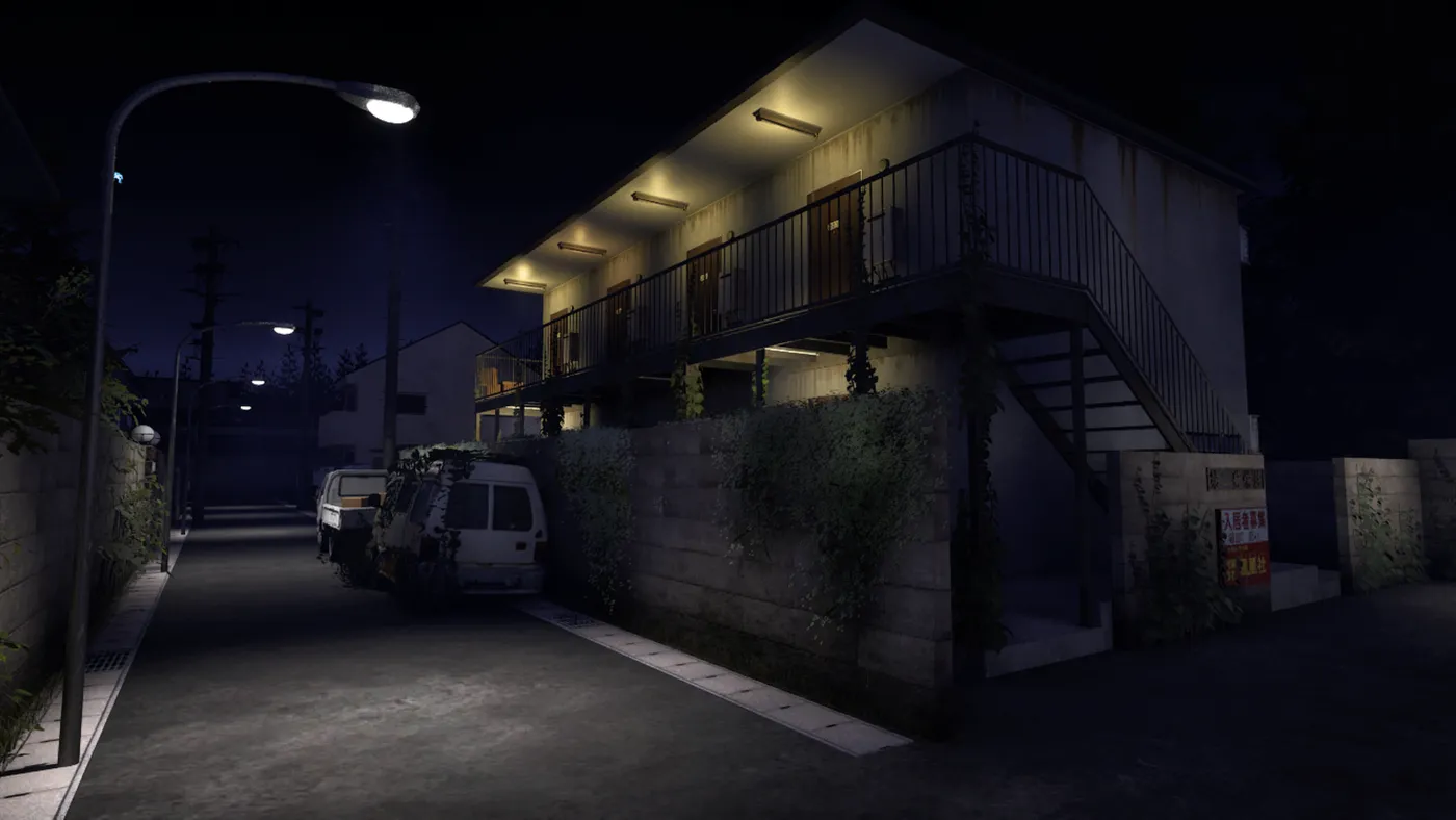 夜のアパート